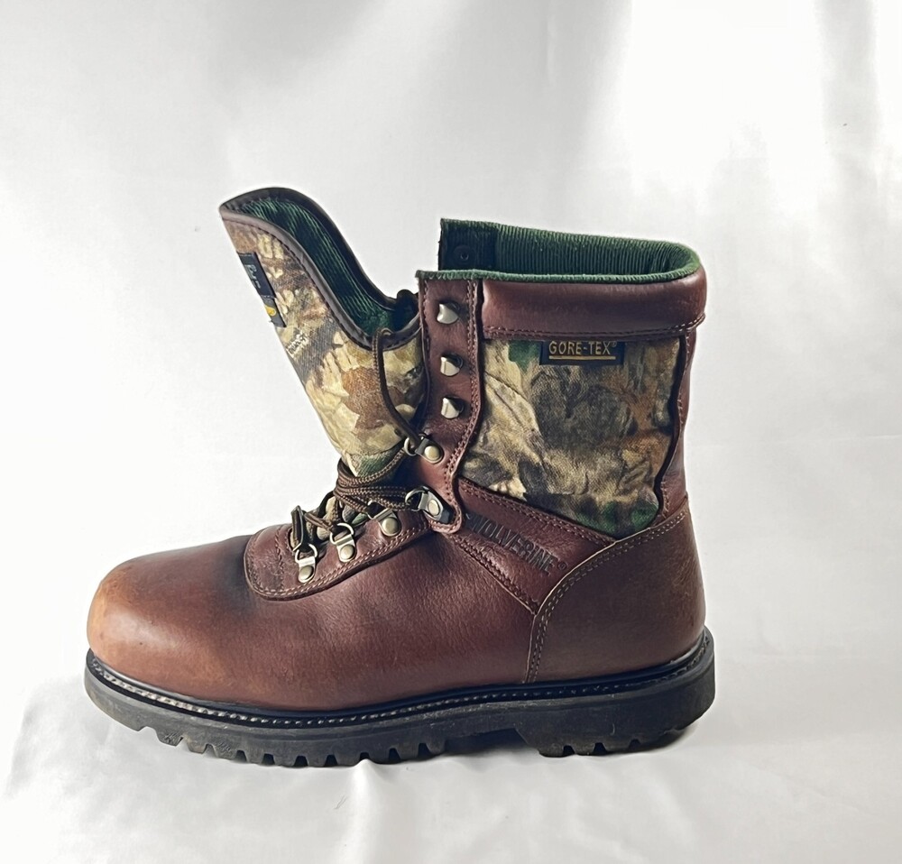 Wolverine Goretex Thinsulate Camo Hunting Boots Men US 10 1/2 Leather Lace Up